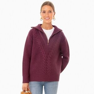 Tuckernuck Estella quarter zip wool sweater purple XS